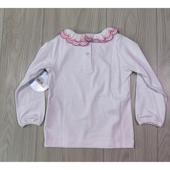 Little English Girls White Long Sleeve Scallop Collar Top Size 4T - Picture 2 of 6
